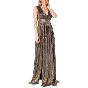 DRESS THE POPULATION NEW! Gold Metallic Sleeveless Formal maxi Gown Dress S